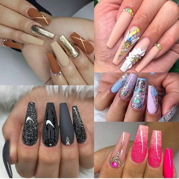 Nail Tips Kit 500pc Holographic Glitter Flakes - Picture 7 of 7